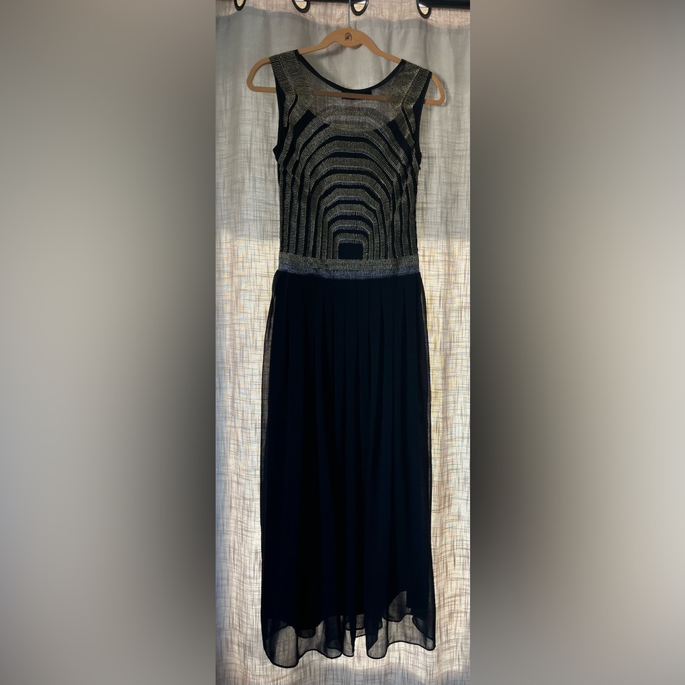 Black Elegant gown designed in Korea with gold/silver stitching/ embellishment